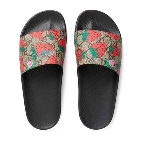 gucci strawberry print slides|Gucci floral slides nordstrom.